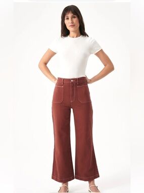 ROLLA'S High Rise Wide Leg Sailor Jeans Brick Red Size 29 Fall 70s Inspired